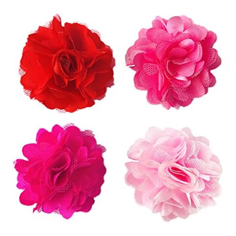 BIPY 4pcs 5cm Pinks Female Dogs Collars Flowers Charms Slides Flowers Bows For Cat Puppy Small Medium Dog Grooming Accessory Cover