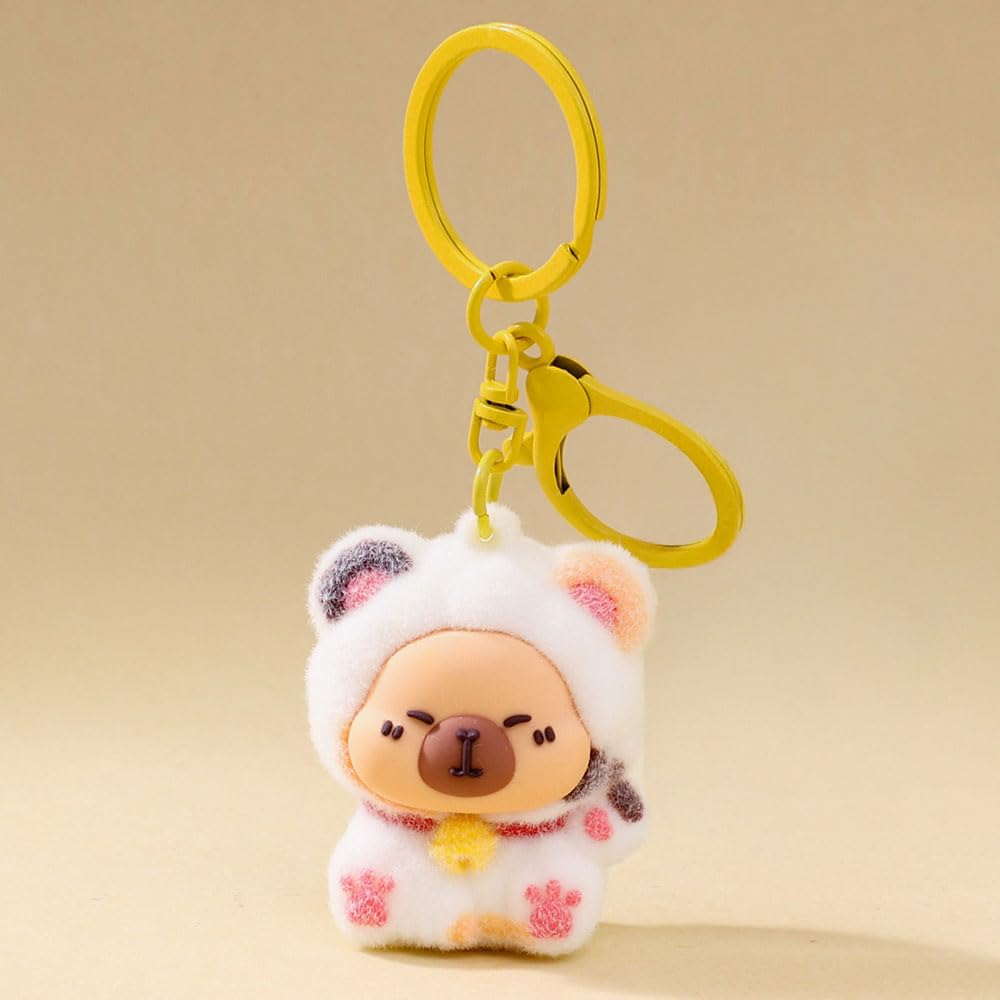 Cute Flocked Capybara Keychain Men Women Funny Backpack Cartoon Hanging Ornament Accessories Friend Gift,4.5 * 4 * 3cm