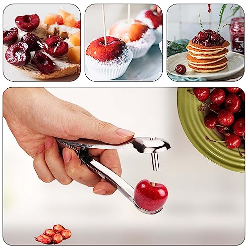 Foto von 2St Kirschentkerner, Edelstahl Kirschkernentferner Tragbar Cherry Corer Pitter für Küchenkirsche Weißdorn Rote Dattel Jujube