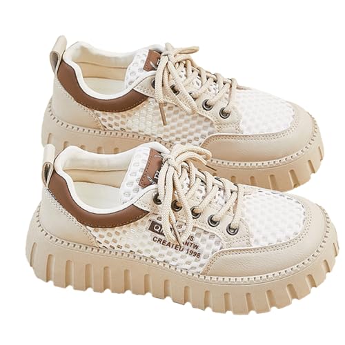 Y2K Chunky White Sneakers for Women Lightweight Breathable Mesh Platform
