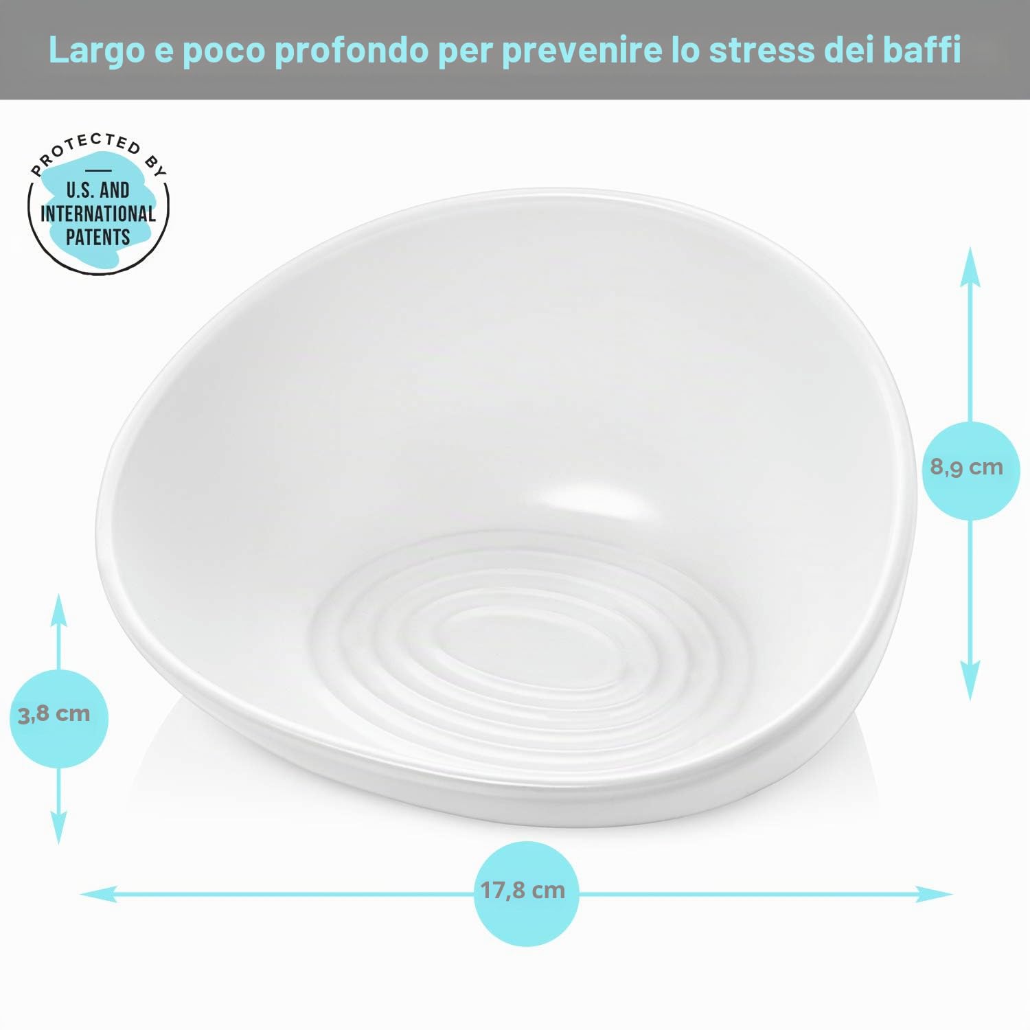 CatGuru Ciotole per gatti, in ceramica, antigoccia, senza stress, antiscivolo, per cibo e acqua, include tappetino in silicone (alto-basso, bianco)