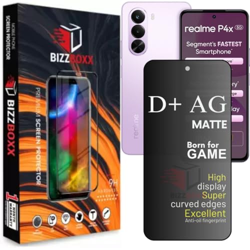 Image of D+ AG Matte Tempered Glass Screen Guard Protector For realme P4x 5G Temper Glass Anti Fingerprint Gaming Special With Camera Cut (For Realme P 4X - 6.72 Inch)- Pack of 1