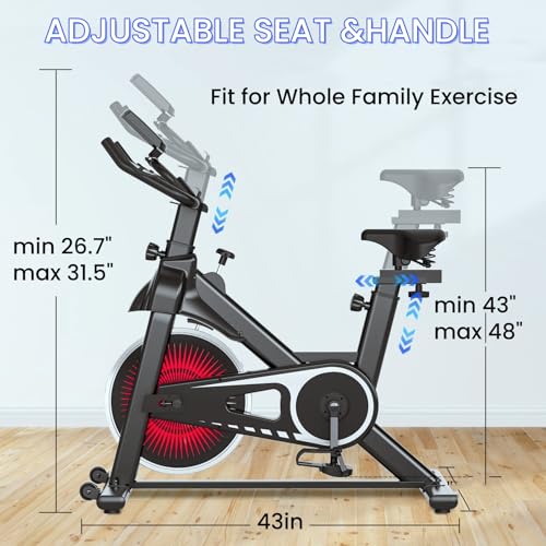 Image of NAYSAYE Exercise Bike, Adjustable Stationary Bikes with Smartphone Mount, Professional Exercise Bike with Digital Pulse Display for Home and Office