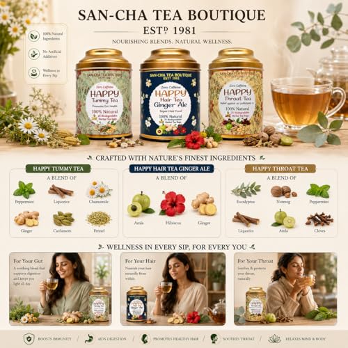 Image of Sancha Tea Boutique, Happy Bundle, Herbal Tea Gift Collection, 75 Caffeine-Free Pyramid Tea Bags, Premium Herbal Tisane Assortment Value Pack