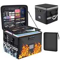 5200°F Upgraded Fireproof Document Box & Fireproof Expanding File Folder, 2 Layer File Cabinet Organizer with lock,Collapsible Water Resistant Storage for Hanging Letter/Legal Folder Home Office-60L