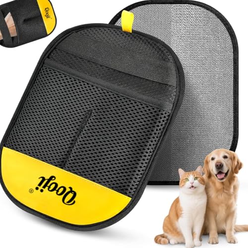 QOOJI Pet Hair Remover Glove – Reusable Electrostatic Lint & Fur Remover for Dog & Cat Hair, Furniture, Couch, Carpet, Car Seats & Clothing – Washable Fabric Hair Cleaning Mitt