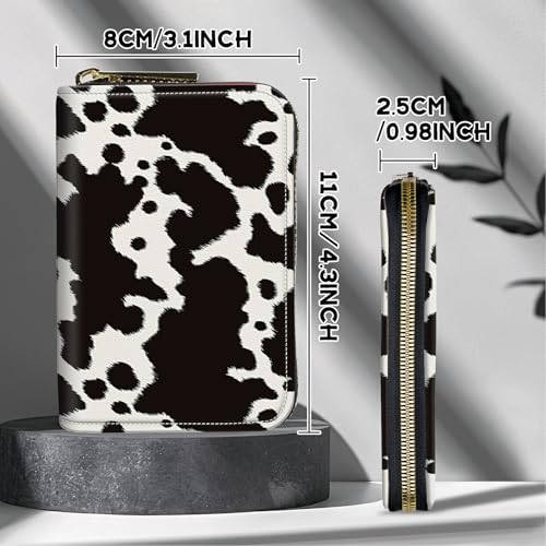 Image of Cute Credit Card Holder with Zipper, Cow Skin RFID-Blocking Card Case Small Wallet for Women Men, Multi-slot Card Organizer Case Travel Accordion Wallet
