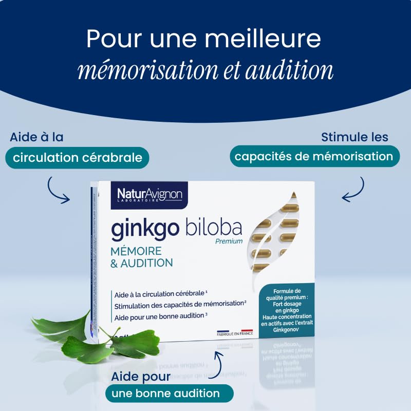 NaturAvignon | Ginkgo biloba | mémoire | concentration I audition I complément alimentaire | fort dosage I vitamine B5 | 30 jours