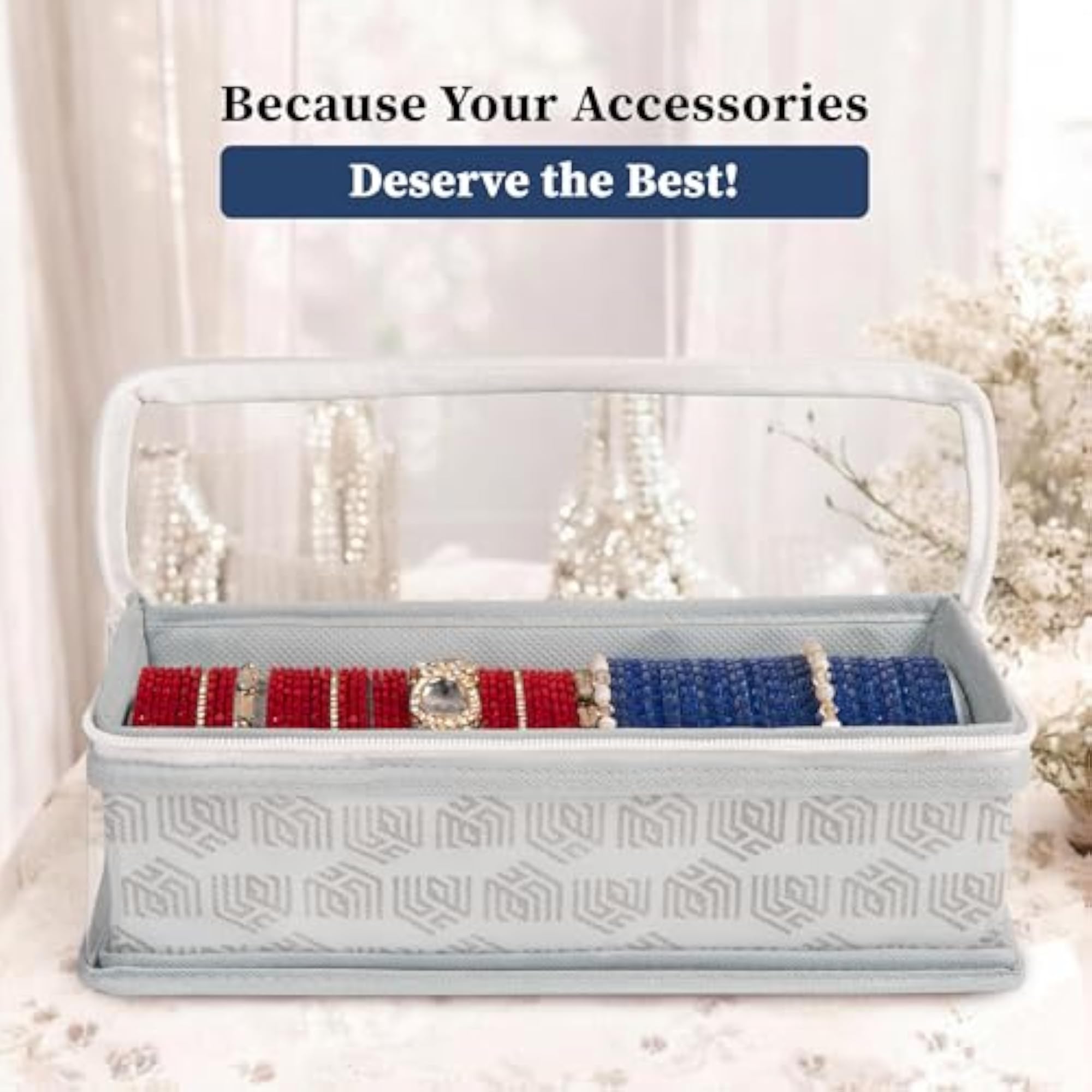 Non-Woven Single Rod Bangle Box with Transparent Top