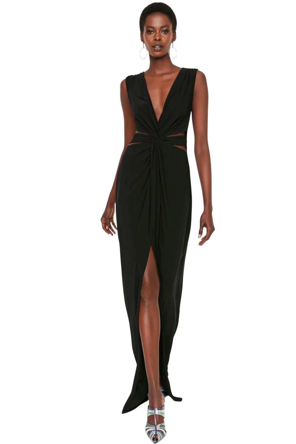 Trendyol Women's Woman Glam Maxi Shift Regular Fit Knit Evening Dress