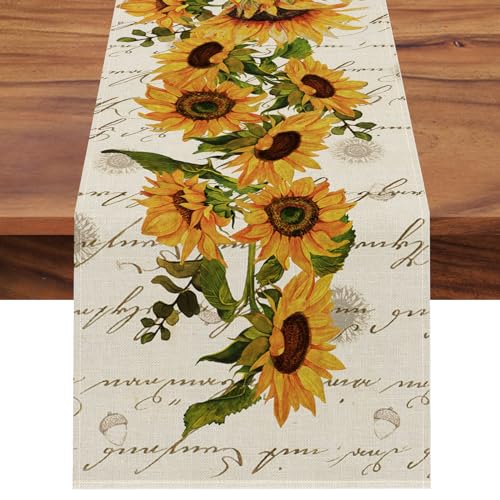 Seliem Fall Sunflowers Table Runner, Vintage Spring Summer Flower Home by Seliem - Used condition - US$11.02