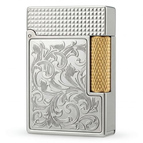 Encendedor Clásico de Metal Refillable Vintage Plateado miniatura 2