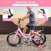 OUBUBY Vélo VTT enfant 16" pour garçons et filles à partir de 5 à 8 ans, léger, porte-bagages, hauteur réglable, avec stabilisateurs et freins à main (rose) #3