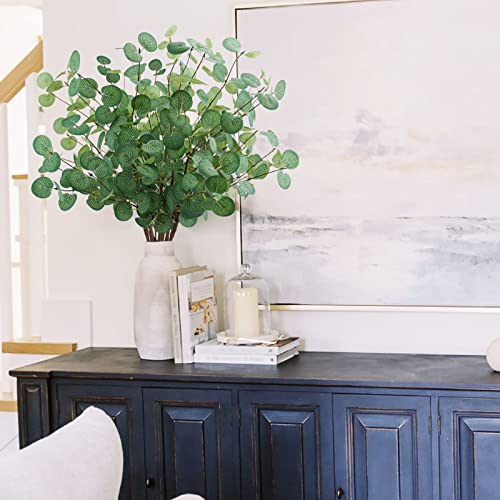 Agusbagli 6 Pcs Artificial Eucalyptus Leaves 28'' Tall Faux Silver Dollar Eucalyptus Leaf Branches Greenery Stems Decorations For Home Wedding Party Centerpieces Floral Arrangements #TOP6