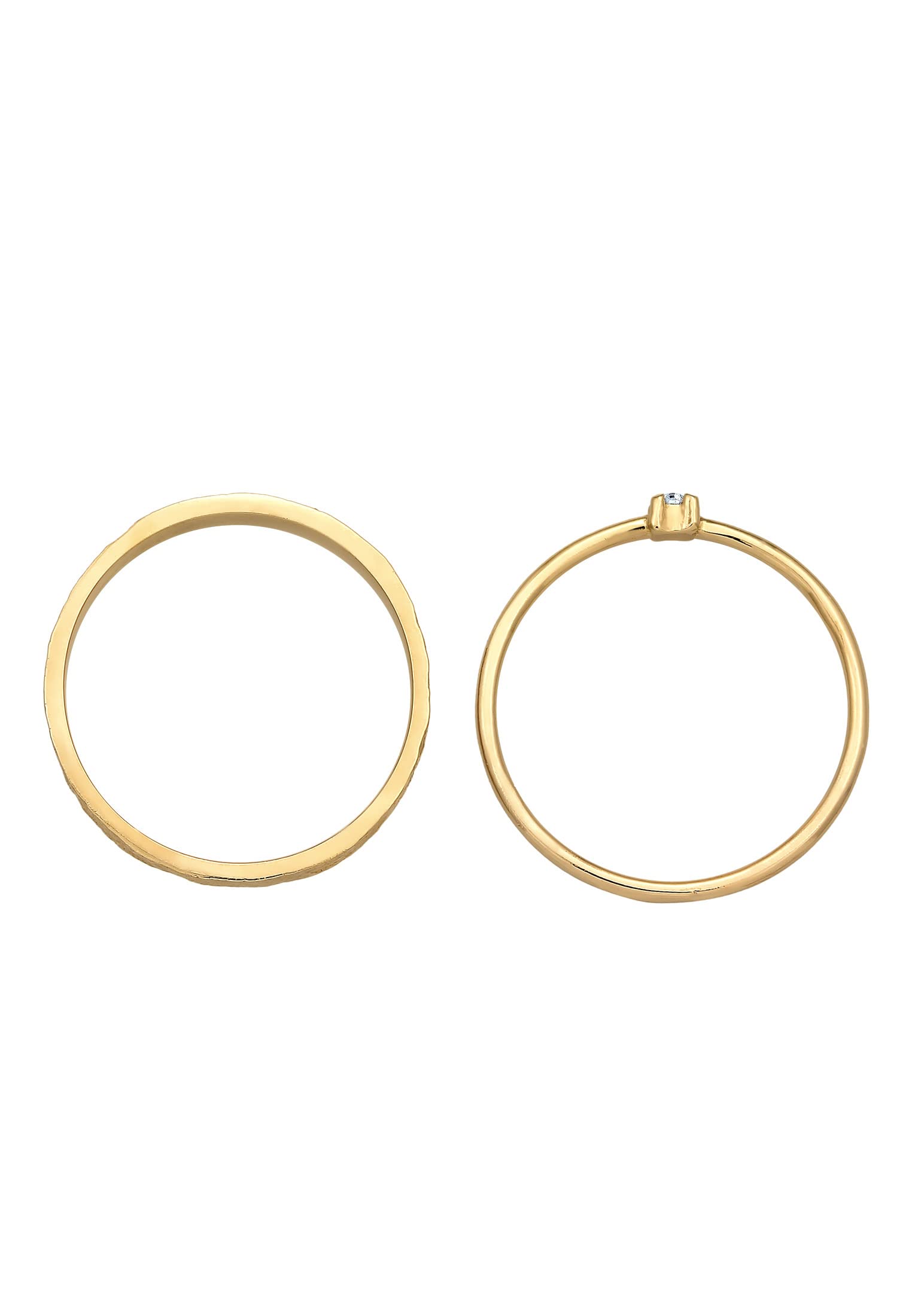 Elli Ring Damen Stapel 2er Set Solitär mit Glaskristall 925 Silber
