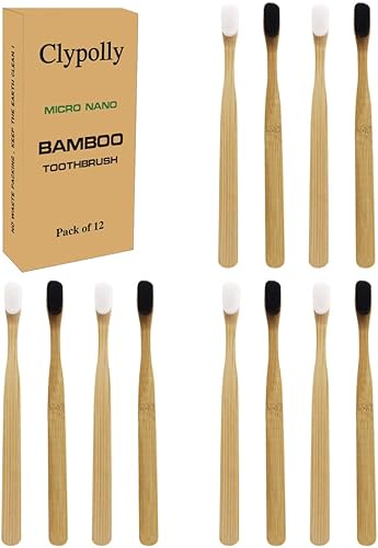 Cepillo de dientes de bambú biodegradable extra suave con 20000 cerdas de hilo suave sensible para encías frágiles, frenillos, dentaduras postizas,