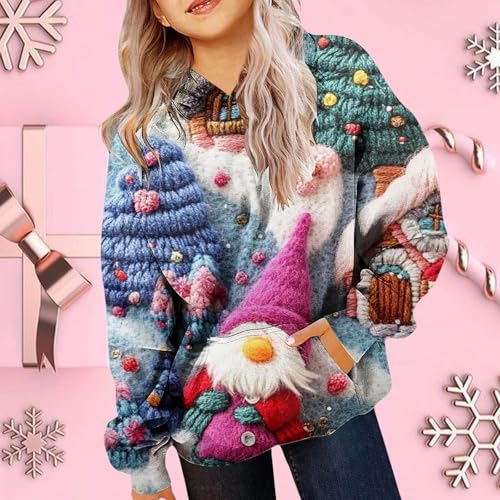 Merry Christmas Kids Hoodie - Festive Santa & Tree Design Xmas Sweater for Boys Girls Idea2