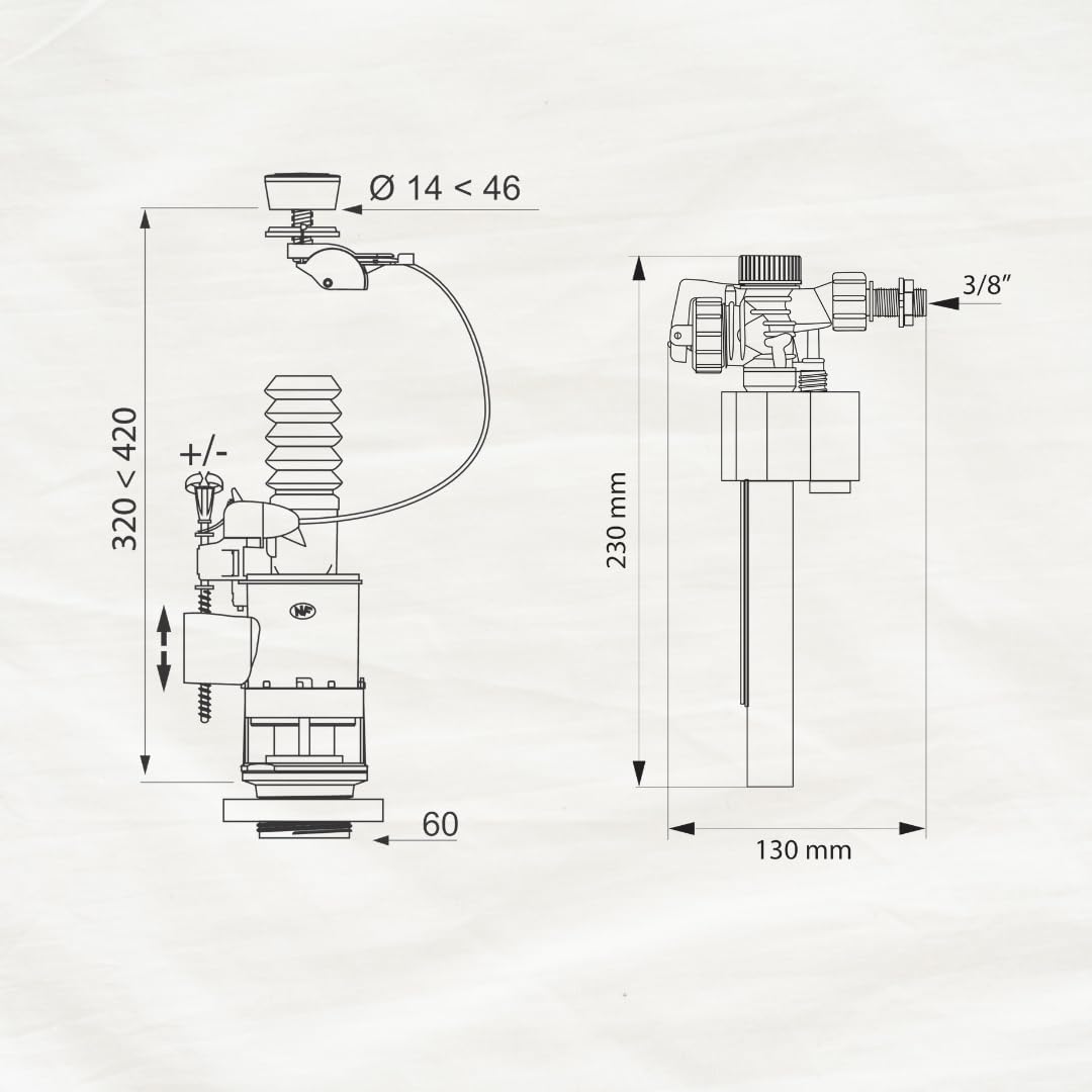 Wirquin 10724351 Mécanisme WC Double Chasse MW2 Robinet Flotteur F89 Chromé | Robinet alimentation latérale, installation rapide, alimentation efficace, économie d'eau, fabriqué en France