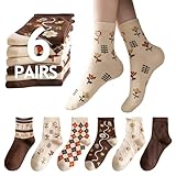 Sunolkie 6 Paar Lustige Damensocken, Dicke Baumwolle, Süßes Blumenmuster, Sportsocken, Strümpfe, Damen- und Mädchensocken,EU 35-38