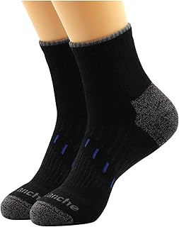 Avalanche Men's Quick Drying Merino Wool Blend Quarter Socks With Arch Support 2-Pack