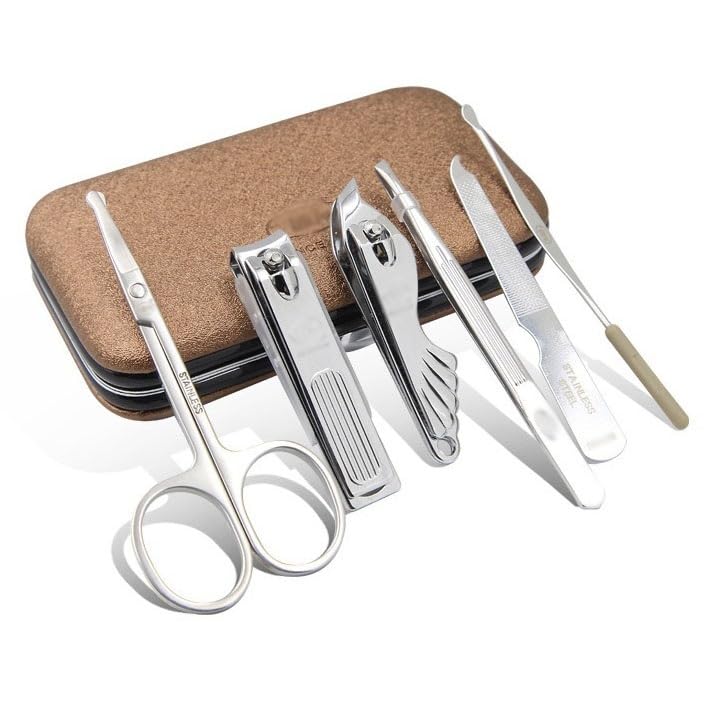 Maniküre-Set, Nagelknipser-Set, 6-teilig, Edelstahl, professionelles Pflege-Set, Pflege-Tools mit elegantem Reiseetui