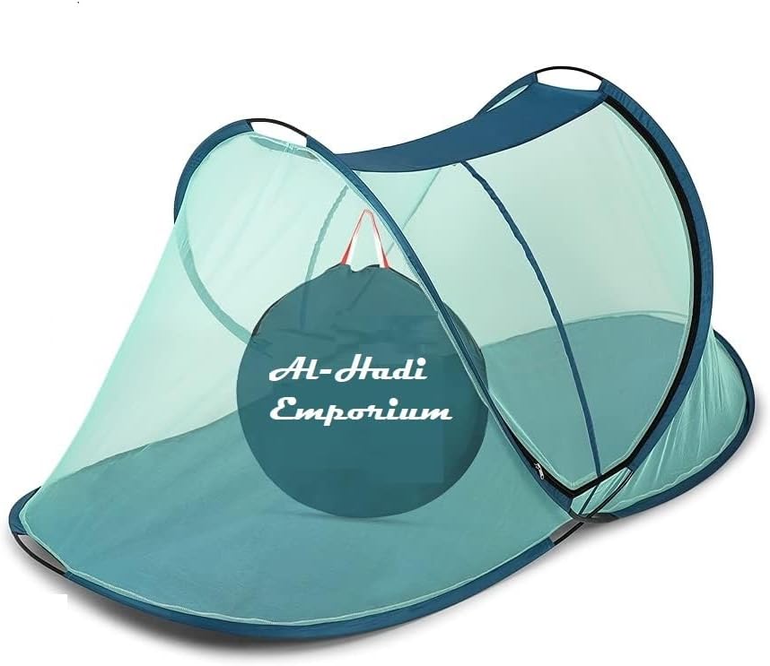 AL HADI Polyester Adult 7 X 4 x 3.5 feet Single Bed Foldable Mosquito net with Base for Adults || 30 GSM Mosquito net for Home|| Machardani for Single Bed with Base(Green)