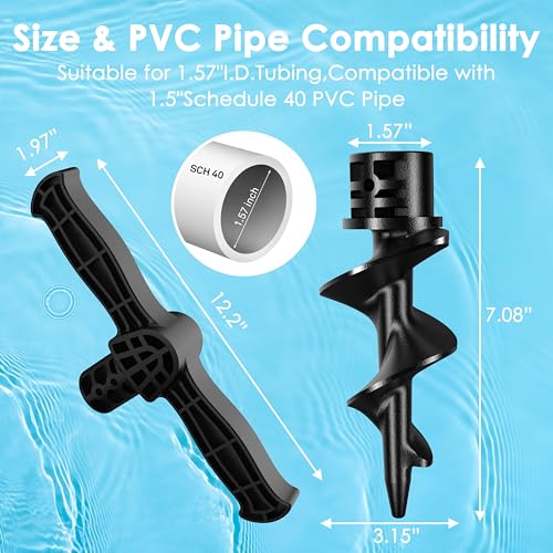 4 Pack Dock Auger Kit, Sailpref Boat Sand Auger with 2 Handles and 2 Augers for PVC Tubing Sandbar, Fits 1.5'' Schedule 40 PVC (ID 1.57''), Securing Boat, Preventing Drifting and Scraping, Black by sailpref - Image 3
