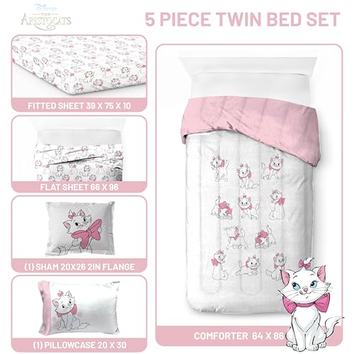 Image of Disney Aristocats Marie Twin Comforter Set 5 Piece Kids Bedding, White