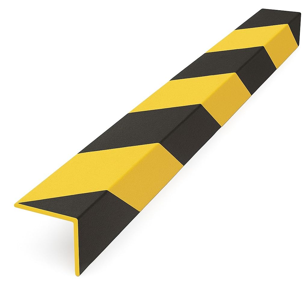 Heavy Duty GRP Anti-Slip Stair Nosing - Yellow/Black Safety Tread - 55mm x 55mm - Chamfered Edge - Lengths 500mm to 3000mm - Ideal for Decking, Steps, Worksites (Black/Yellow, 1000mm)