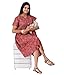 MENMAII Women's Pleated/AliaCut (L to 4XL)- Front Open/Button Down/Maternity/Feeding/Elderly/Hospital Use short length Dress -[Ajrak Red-2XL]
