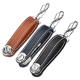 Smilcloud 3 Llaveros, Bolsa de Cuero para Guardar Llaves, Administrador de Almacenamiento de Llaves, Llavero de Bolsillo Inteligente Práctico y Duradero, Mecanismo de Bloqueo de Seguridad