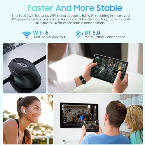 Blackview Tab 70 WiFi 2024 Android 14 Tablet, 12 (4+8) GB+64GB 1TB Genişlet, Wi-Fi 6 Modeli, HD+IPS Ekranlı 10.1 inç Tablet, 6580mAh, Çift Hoparlör ve Kamera, BT5.0, Google GMS, 2.0GHz CPU, Mavi - Görsel 6