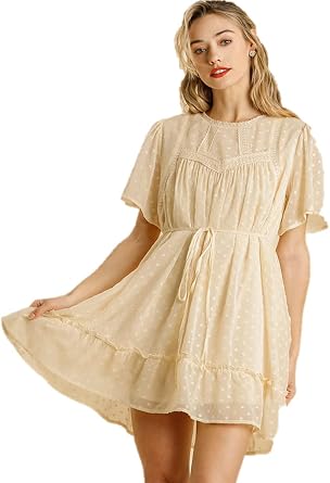 Umgee Womens Baby Doll Dress Color Cream Sizes S M and L