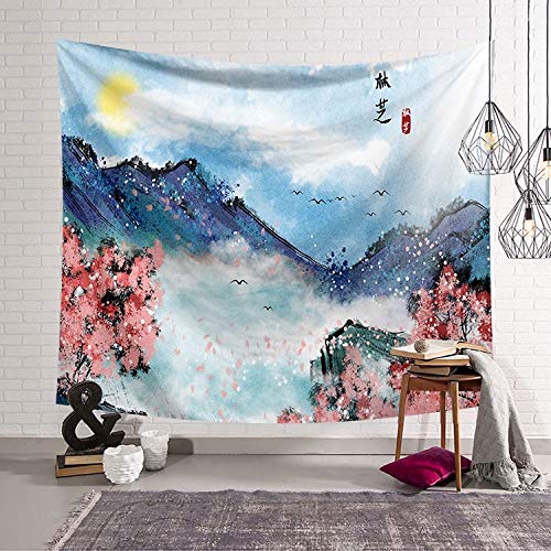 Wandteppich aus chinesischem Stil Stoffdekor Wandteppich Wandbehang Decke Strandtuchmatte Yoga Tagesdecke Teppich A10 150x130cm