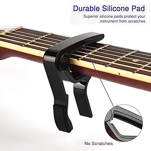 Lekato LGC-1 Capodastre avec 6 médiators pour guitare acoustique et électrique, ukulélé, mandoline et banjo Noir (Black) - Les Beatles, Paul McCartney, John Lennon, RIngo Starr, George Harrison Lekato LGC-1 Capodastre avec 6 médiators pour guitare acoustique et électrique, ukulélé, mandoline et banjo Noir (Black) – Image 3