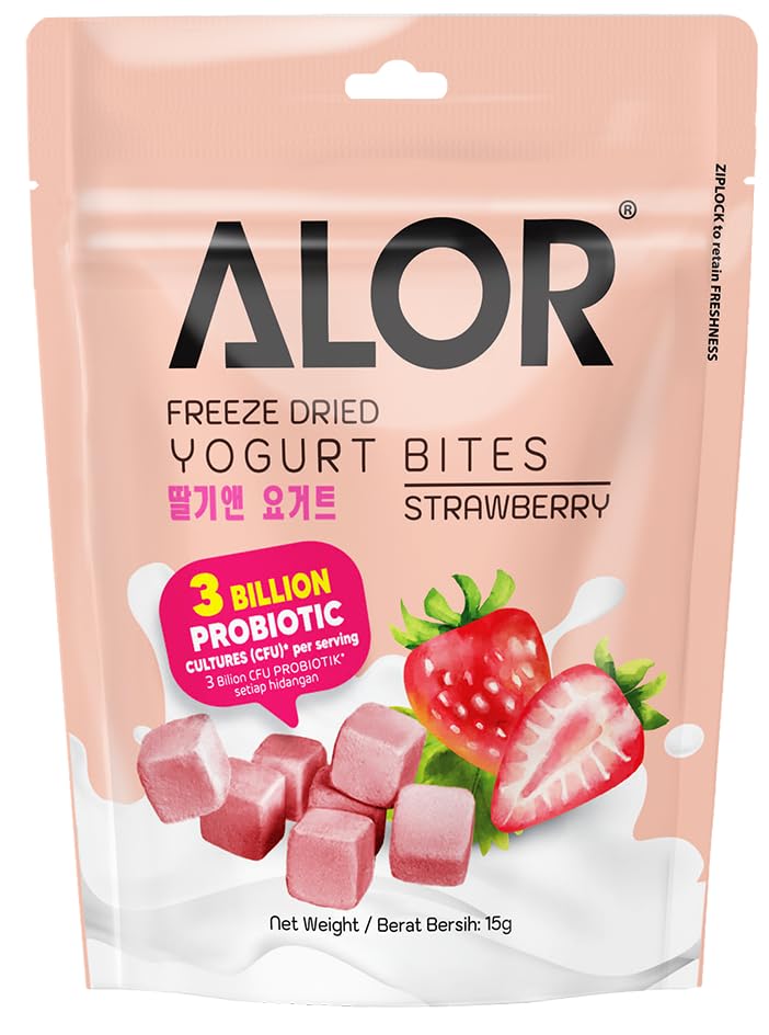 ALOR Freeze-Dried Yogurt Snacks | Variety Pack – 3 Flavors: Strawberry, Orange & Chocolate Chips – Crunchy Yogurt Bites with Real Fruit | Packed with >15 million CFU probiotics per serving– Gluten-Free, Kosher and Halal Certified – (15 Grams x 9 Packs – Variety Pack)
