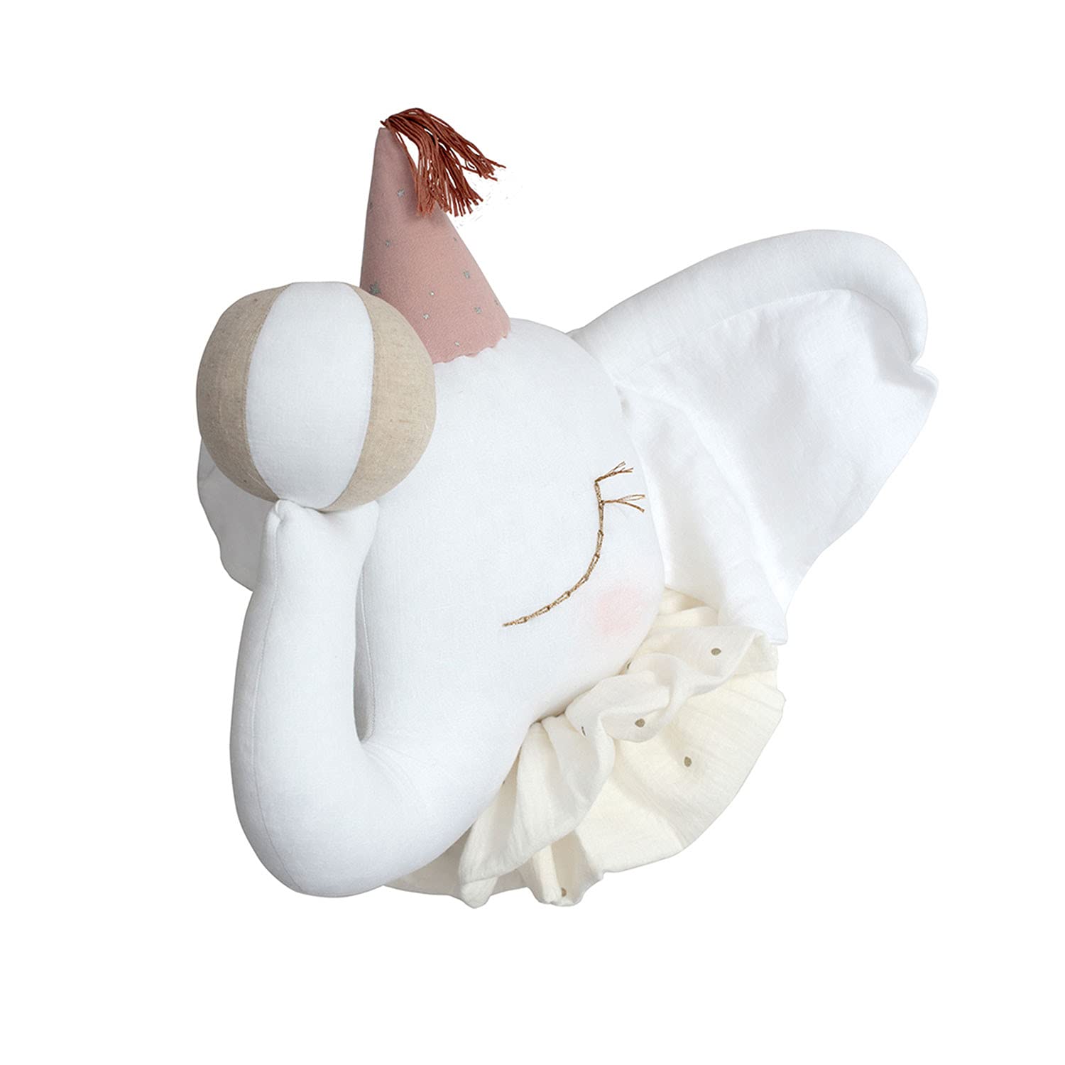 Trophée éléphant en lin Sevira Kids pour une déco de chambre bébé poétique