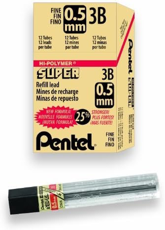 Super Hi-Polymer Lead Refill, 0.5mm, Fine, 3B, 144 Pieces of Lead (C505-3B)