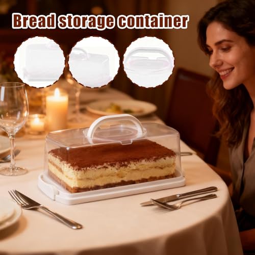 Cajas de pan para encimera y vitrina portatarta rectangular con asa 4