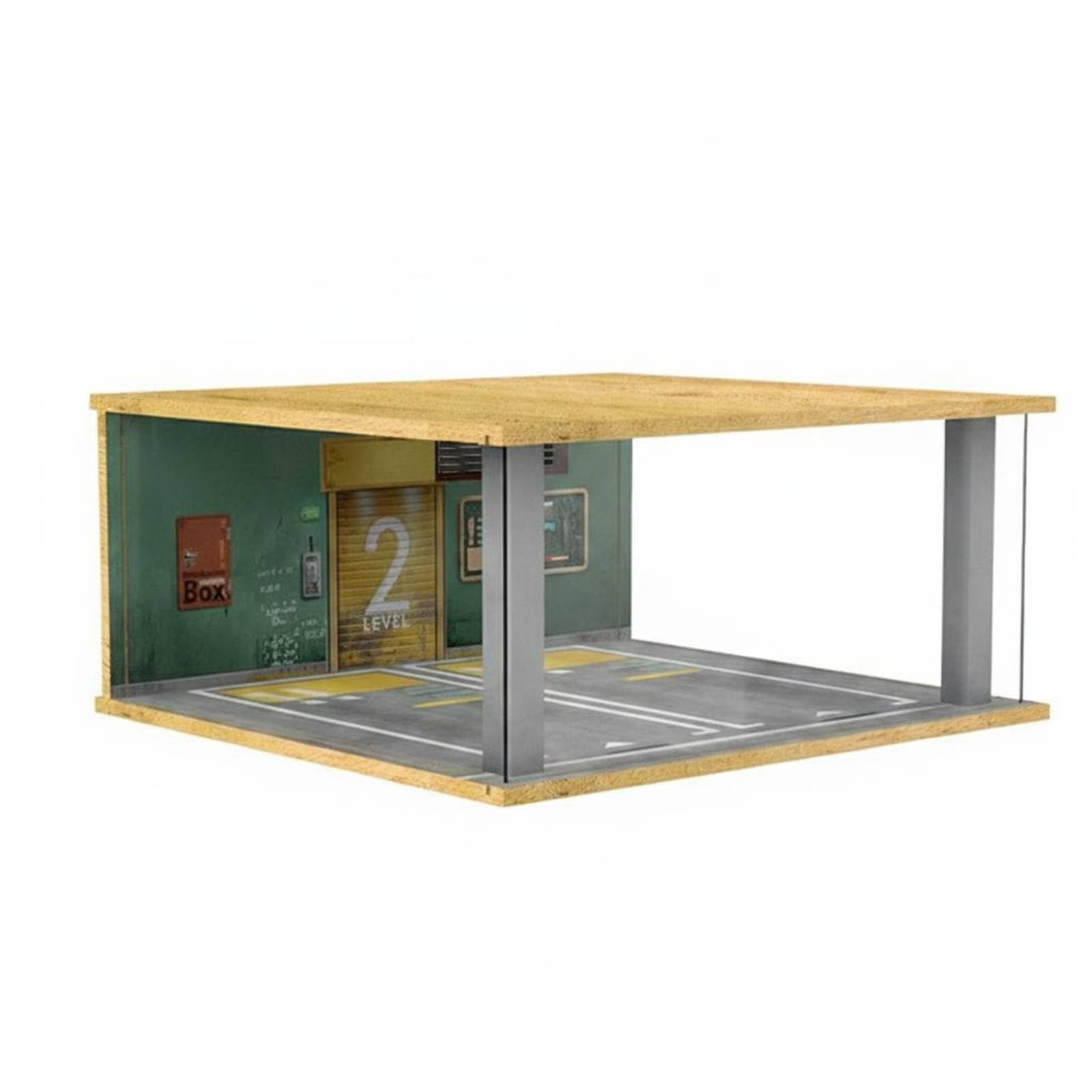 Parkszene Display Vitrine Modellauto Vitrinenkasten Ausstellungsbox Schaukästen Aufbewahrungsbox Holz mit Acrylabdeckung Staubschutz Leicht zu Öffnen
