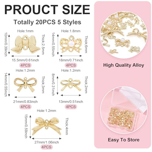Beadthoven 20pcs Alloy Bowknot Links Bow Knot Shape Connector Charms Bow Tie Pendants Double Loop for Necklace Bracelet Earring Keychain Jewelry Making DIY Craft - Image 3