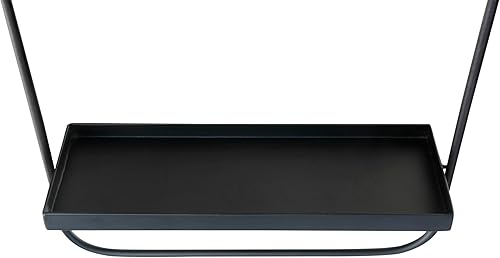 Miniatura 7 de Bloomingville Espejo de pared de metal de 23 pulgadas de alto, estante y decoración de barra colgante (AH1021)