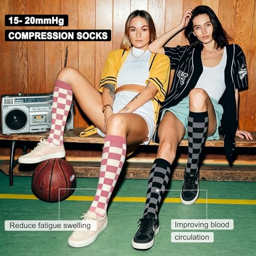 Image of 4 Pairs Compression Socks for Women Circulation-Best Support for Nurses,Running,Athletic,Travel