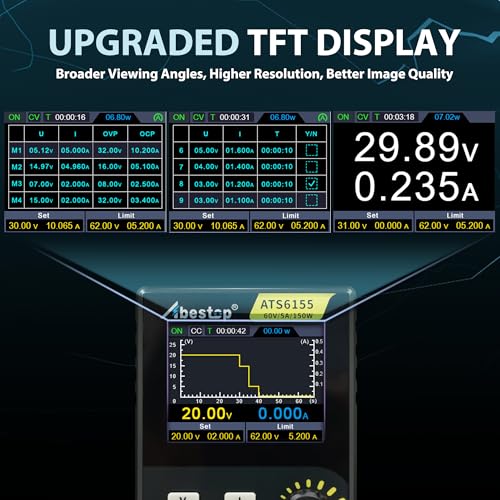 Image of DC Power Supply, 60V 5A 150W Adjustabel Switching Bench Supply Fanless with Ultra-Silent Low Noise Functions with Multiple Protections 2.8 inch LCD Display