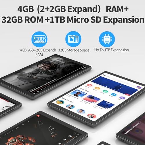 VASOUN 10 Inch Tablet with Case, Tablet PC Android 14 with 4GB(2+2GB Expand) RAM 32GB ROM,6000mAh Battery,1280 * 800 IPS,Dual Speaker,Dual Cameras,Type C(Grey) - Image 3