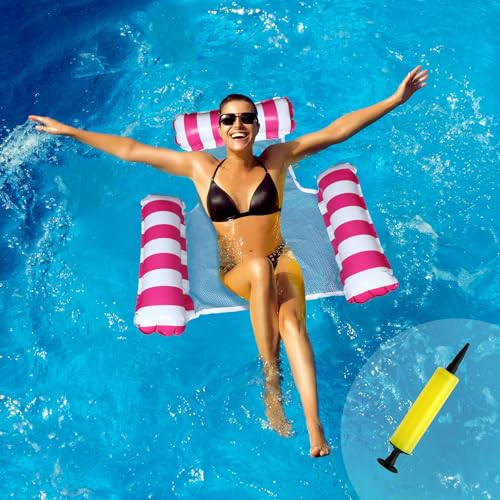 Wasserhängematte - Schwimmsessel - Wasserhängematte mit Netz - 3-in-1 Luftmatratze Pool - Schwimmmatte mit Infloator-Pumpe Spaß Pool Zubehör Für Meer, Strand, See (Dreirohr-Design) Wasserhängematte - Schwimmsessel - Wasserhängematte mit Netz - 3-in-1 Luftmatratze Pool - Schwimmmatte mit Infloator-Pumpe Spaß Pool Zubehör Für Meer, Strand, See (Dreirohr-Design)