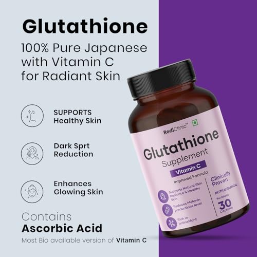Image of Japanese Glutathione Capsules with Vitamin C |Antioxidant, Detox & Supports Glowing Skin | Helps in Healthy, Radiant & Youthful Skin |Pack of 1-30 Capsules