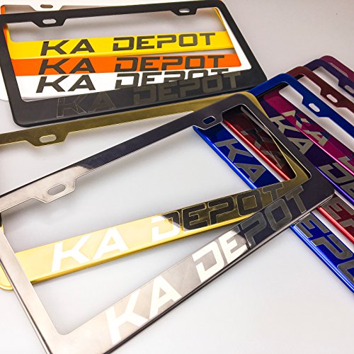 Ka Legend Solar Matellic Yellow Powder Coated 100% Stainless Steel License Plate Frame Holder Tag W/Aluminum Screw Cap #TOP1