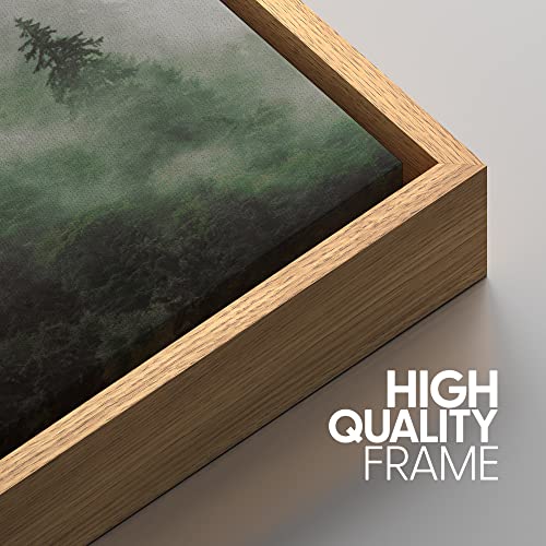Signwin Framed Canvas Print Wall Art Woodland Nursery Decor Set Fog & Mist Over Green Pine Tree Forest Nature Wilderness Modern Art Chic Landscape For Living Room, Bedroom, Office - 16"X24"X3 Natural #TOP3