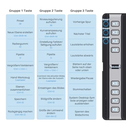 HUION Inspiroy 2 L Grafiktabletts, Tragbares Zeichentablett mit 8192 Stufen batterielosem...
